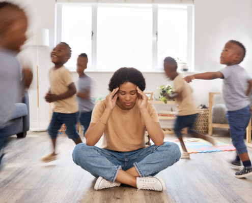 Young mother with adhd child