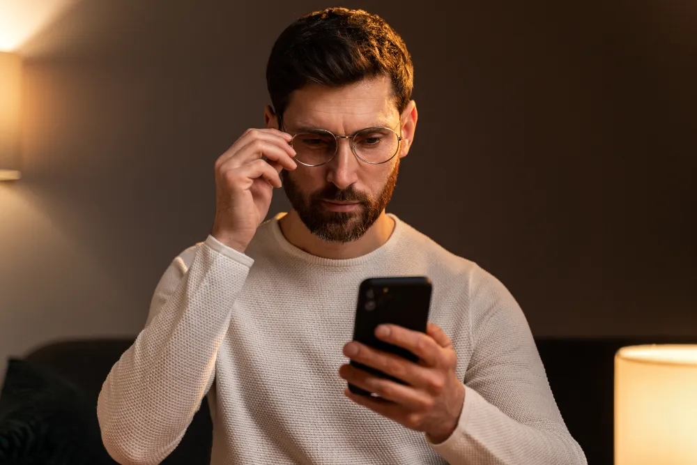 Man with ADHD looking phone